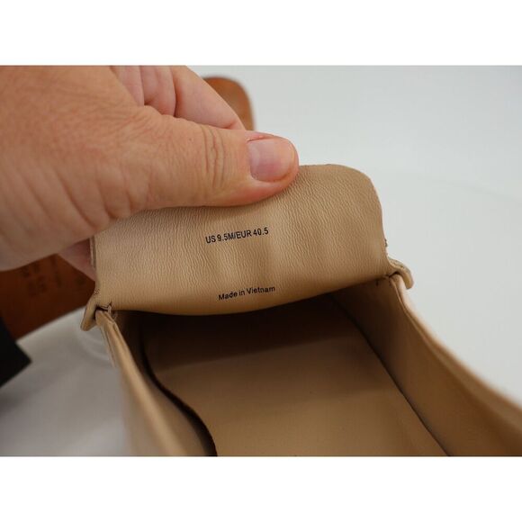 Vince Naomi Croc Embossed Leather Loafer Size 9.5 Beige Block Heel Slip on Shoes - Picture 8 of 11